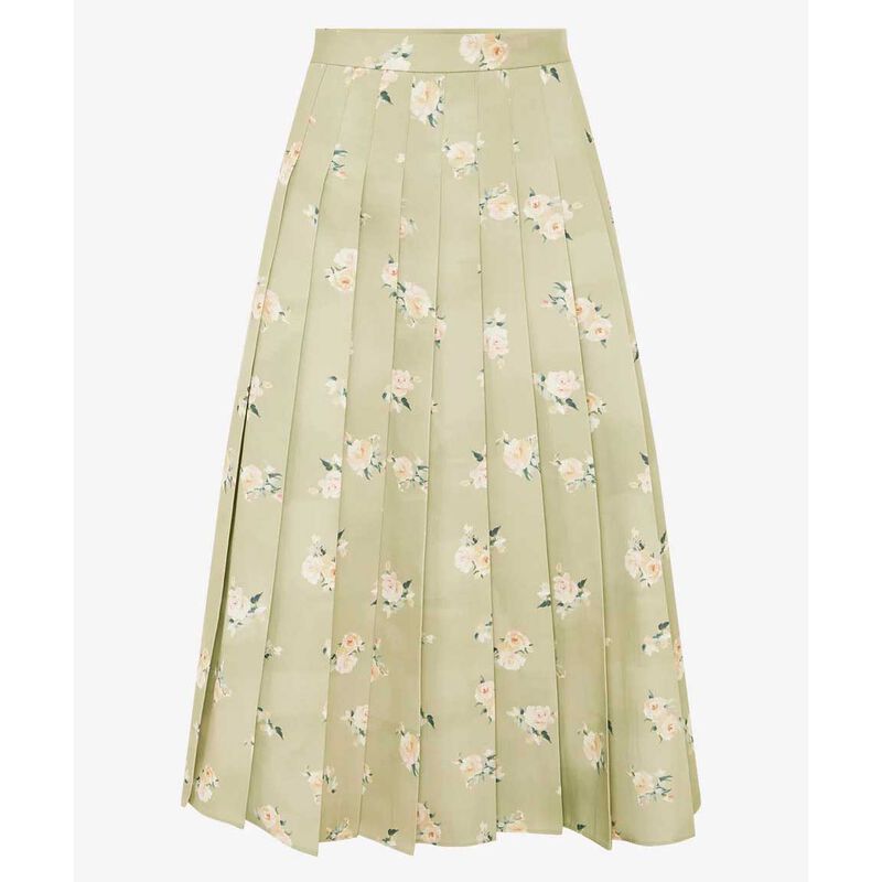LEO LIN June Pleated Maxi Skirt - Pistachio Rose Print image number 2